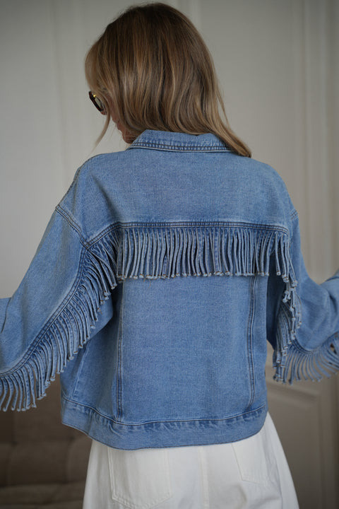 Nolita bleue - Veste à franges