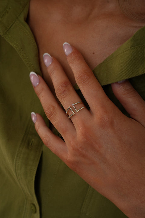 Evi dorée - Bague acier