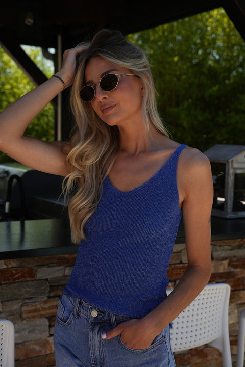 Norra bleu - Top pailleté