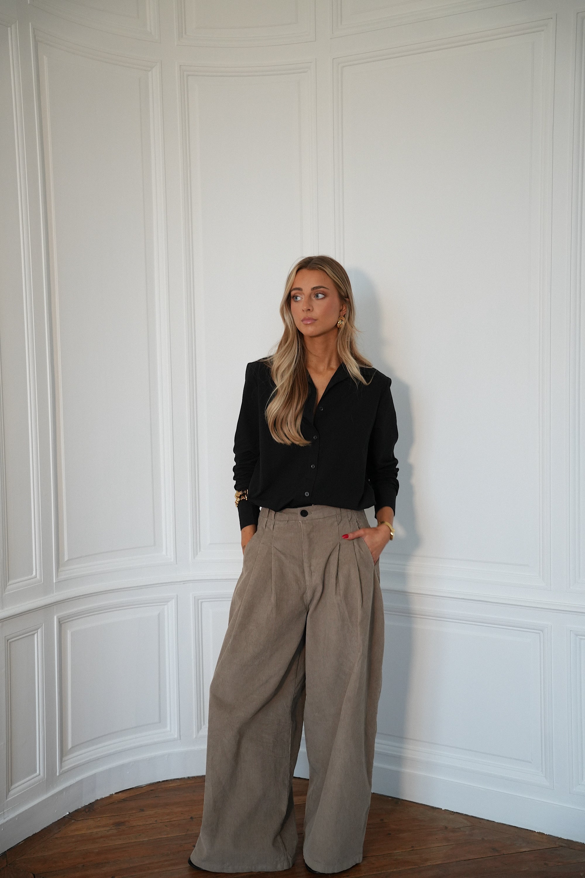 Max beige - Pantalon velours