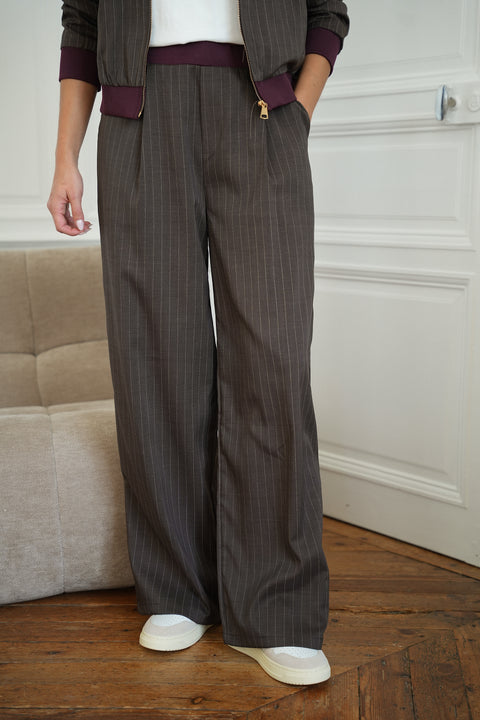 Terry taupe - Pantalon droit
