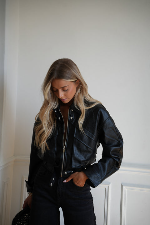 Soly noire - Veste en similicuir