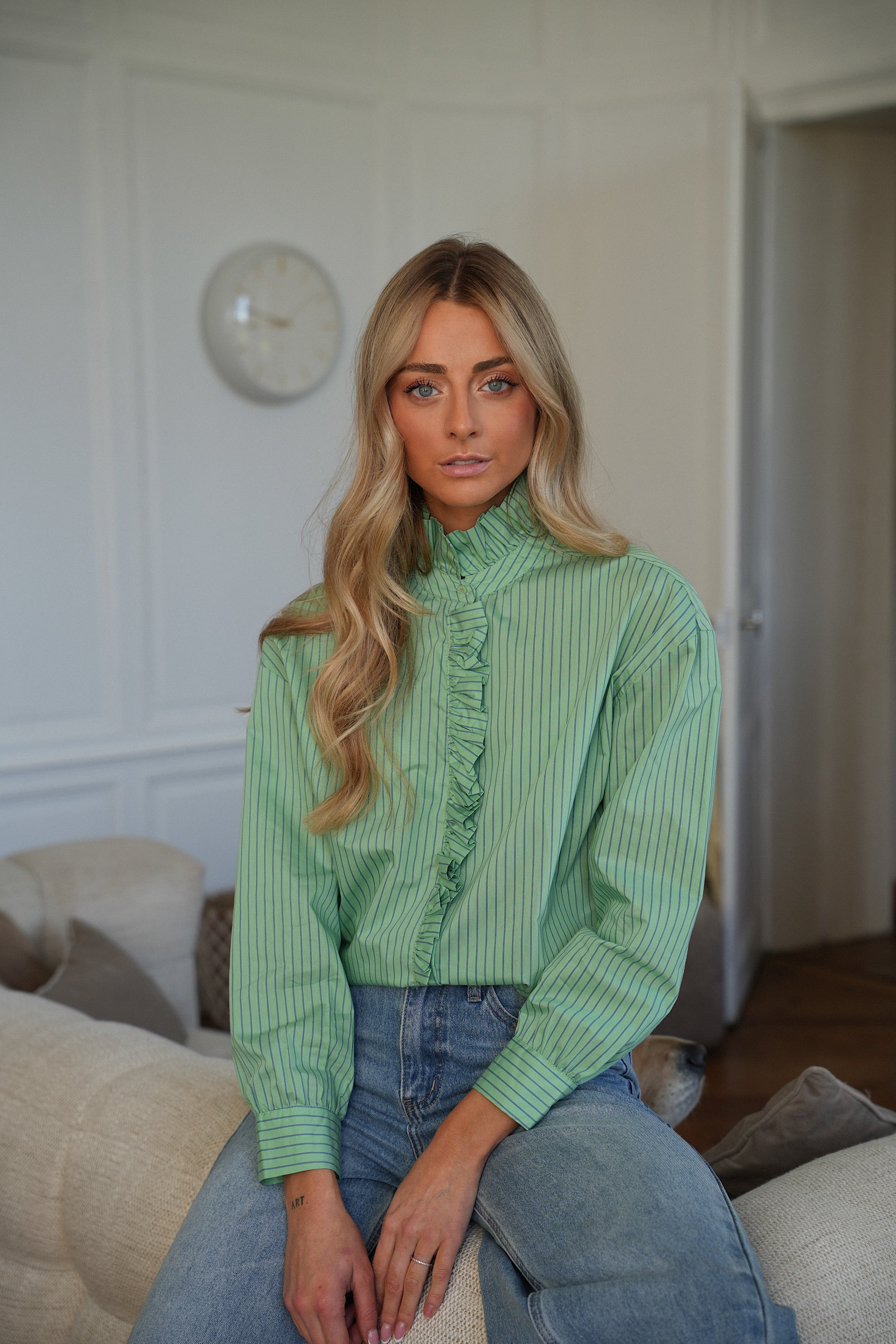 Jena verte - Blouse rayée