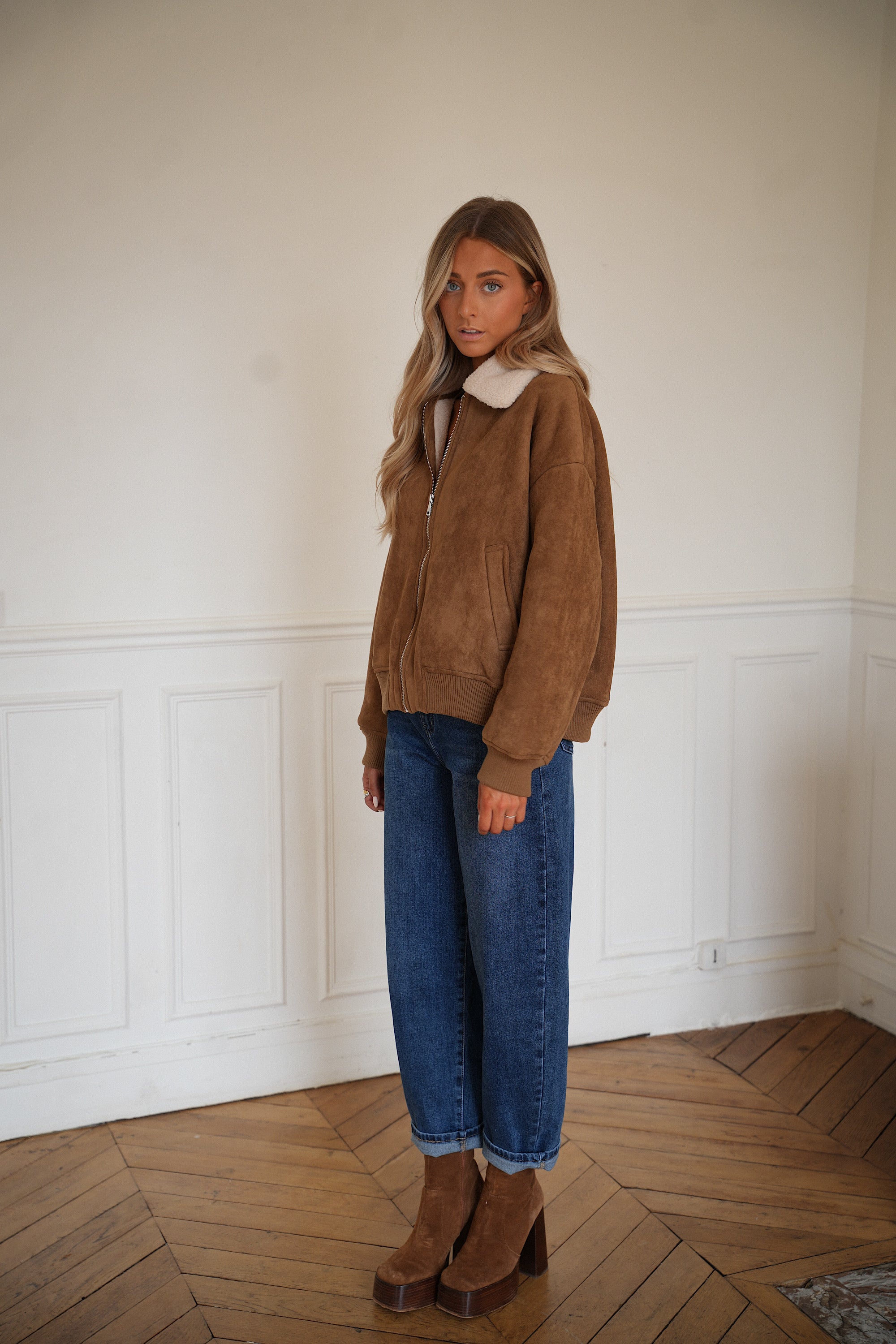 Noela marron - Veste fourrée