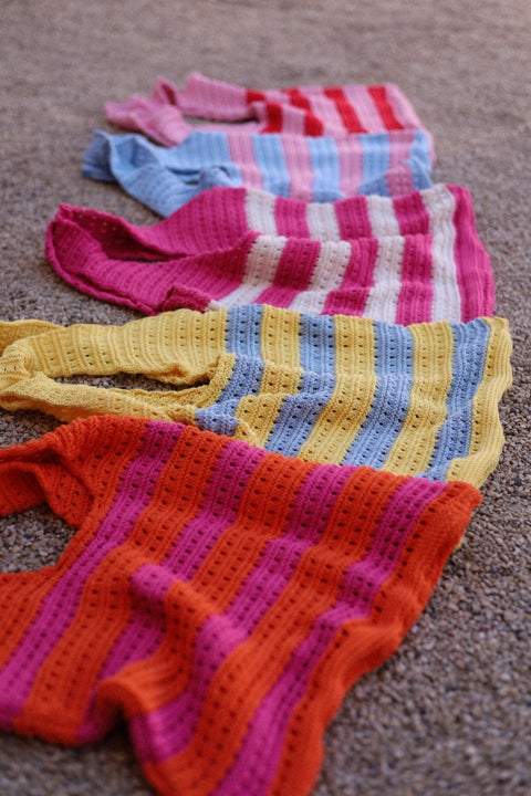 Carine blanc/rose - Sac crochet