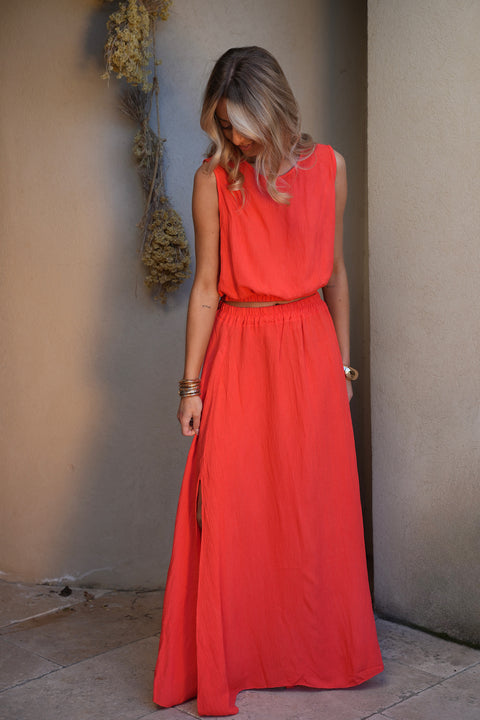 Elize corail - Ensemble jupe/top