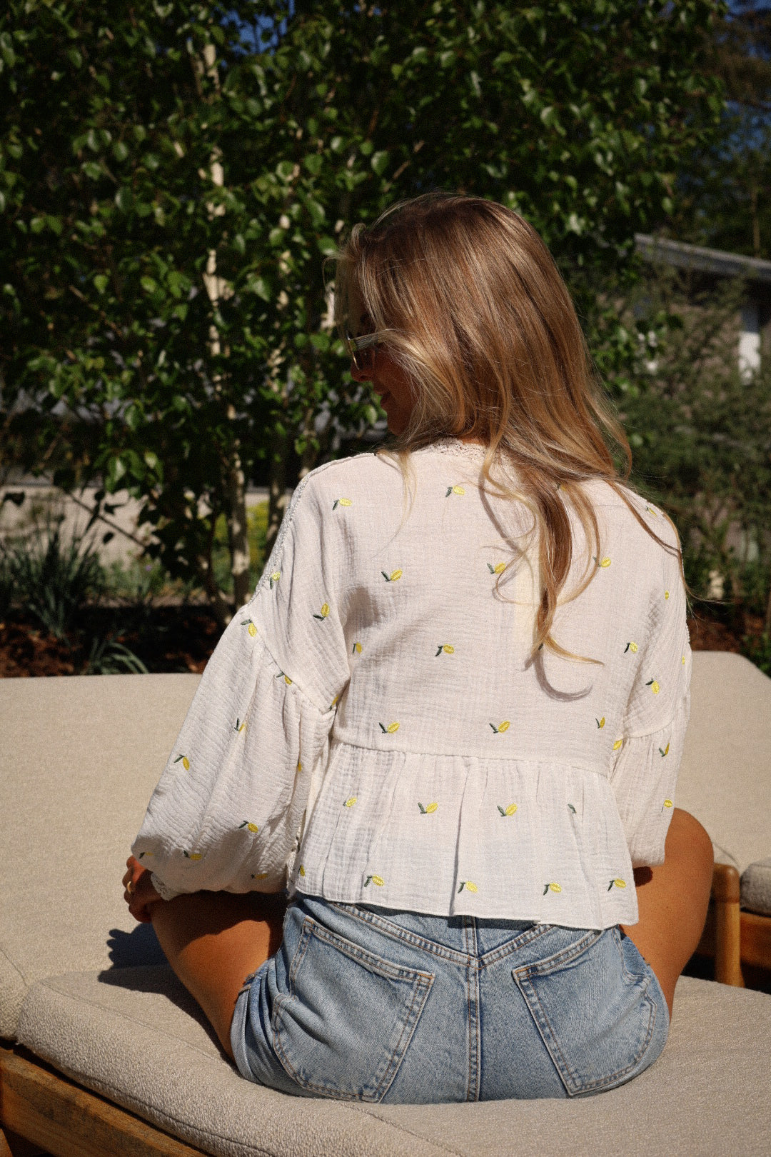 Estelle blanche - Blouse citrons