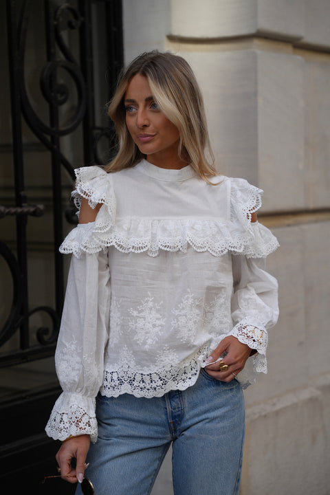 Joanna blanche - Blouse brodée