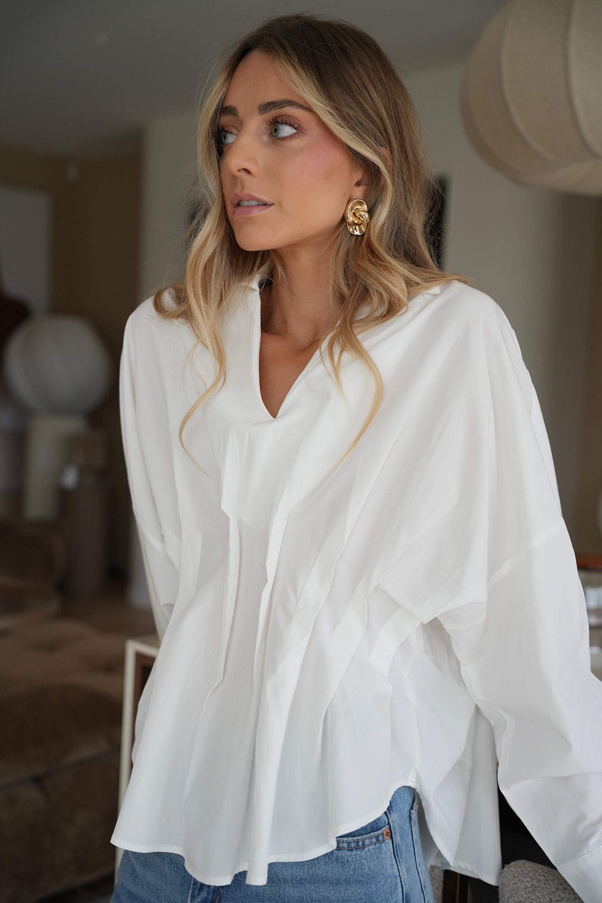 Stacy blanche - Blouse à plis