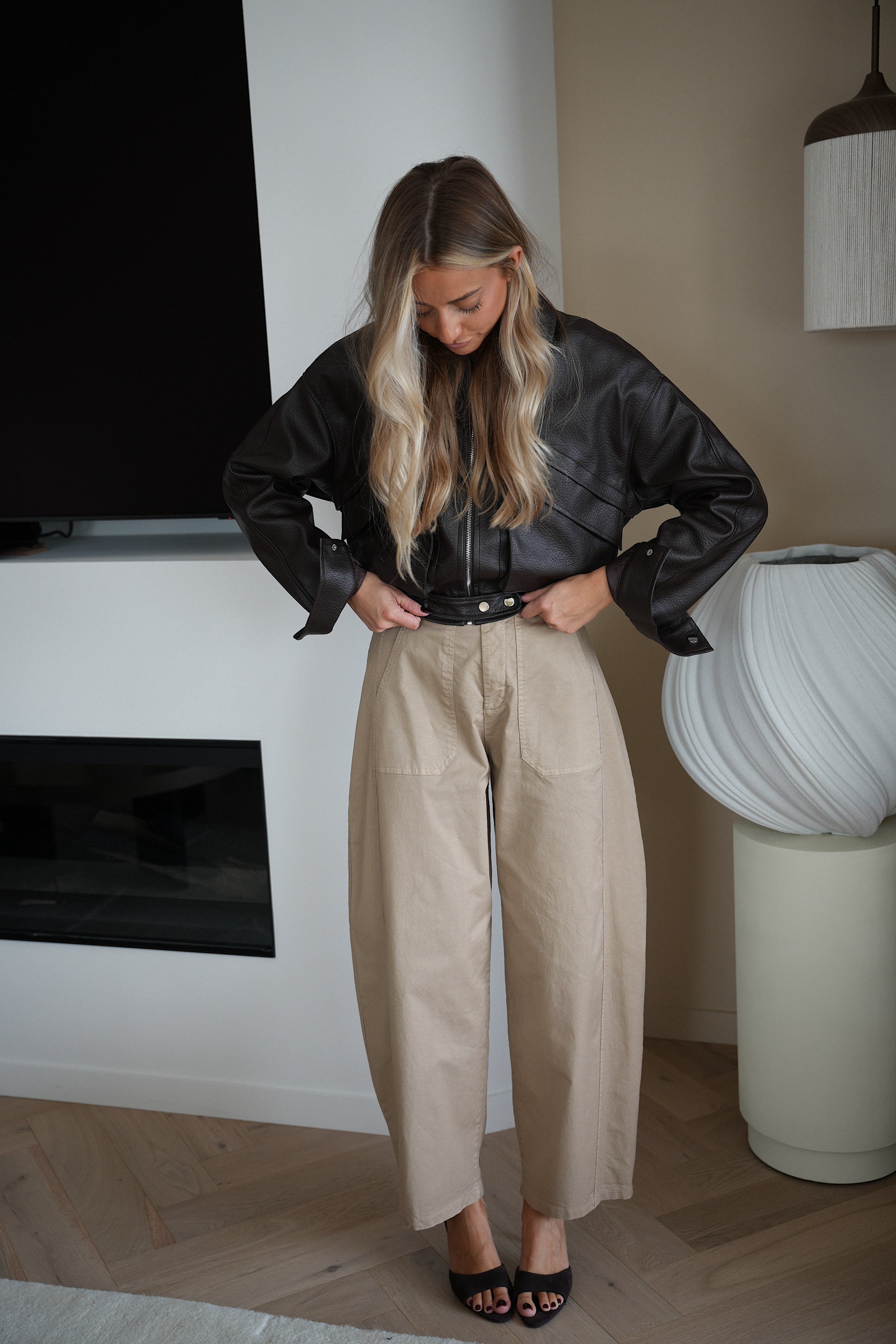 Soly chocolat - Veste en similicuir