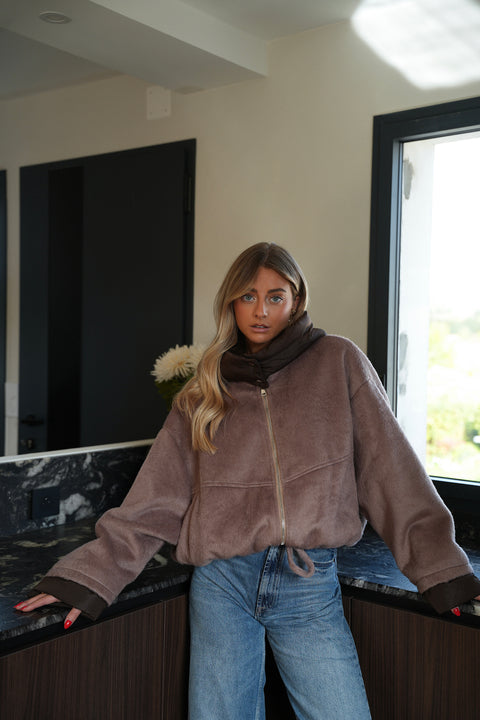 Selina taupe - Manteau à capuche