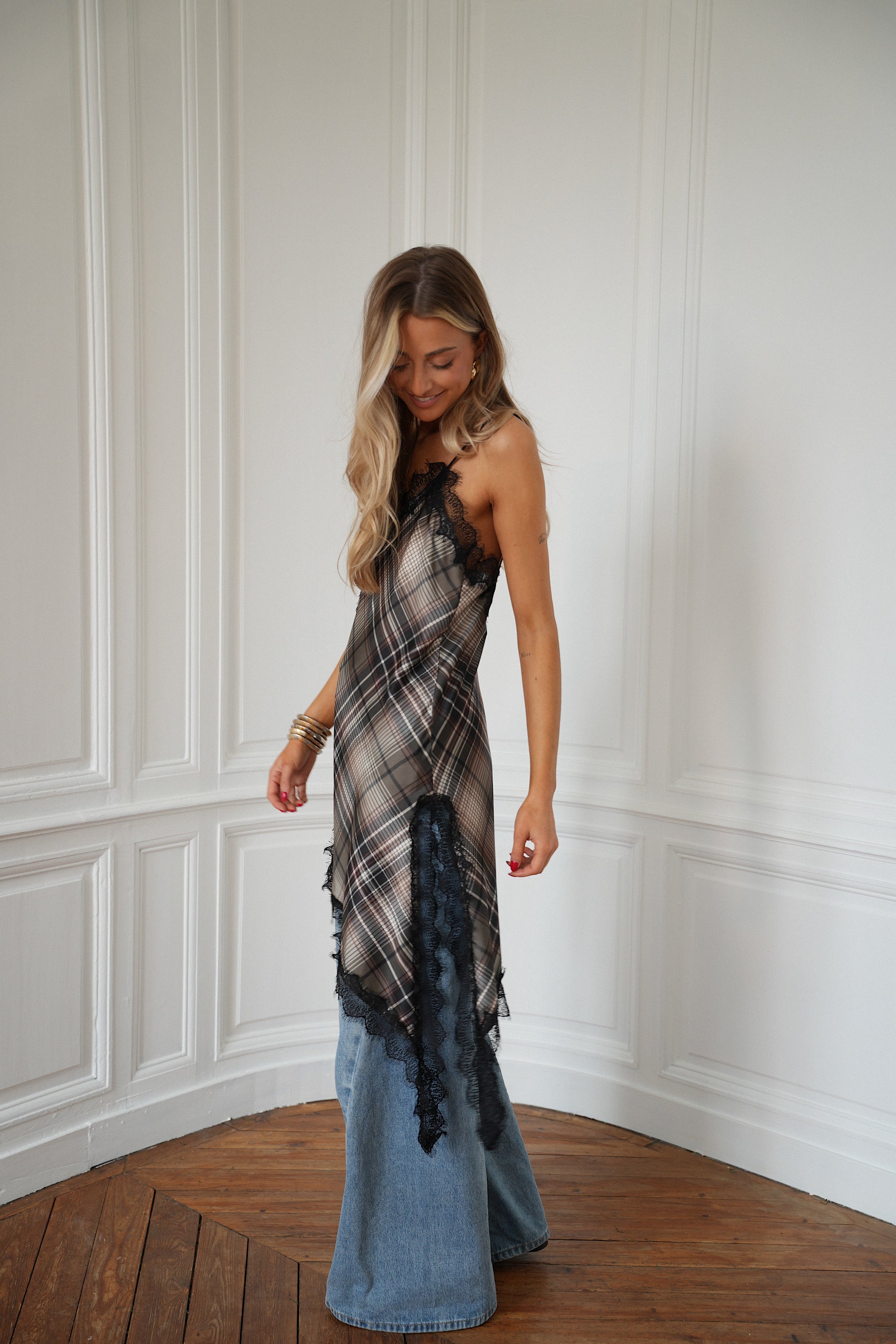 Lidia beige - Top asymétrique long