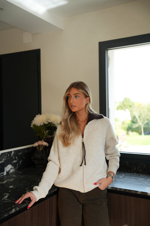 Clarisse crème - Gilet zippé
