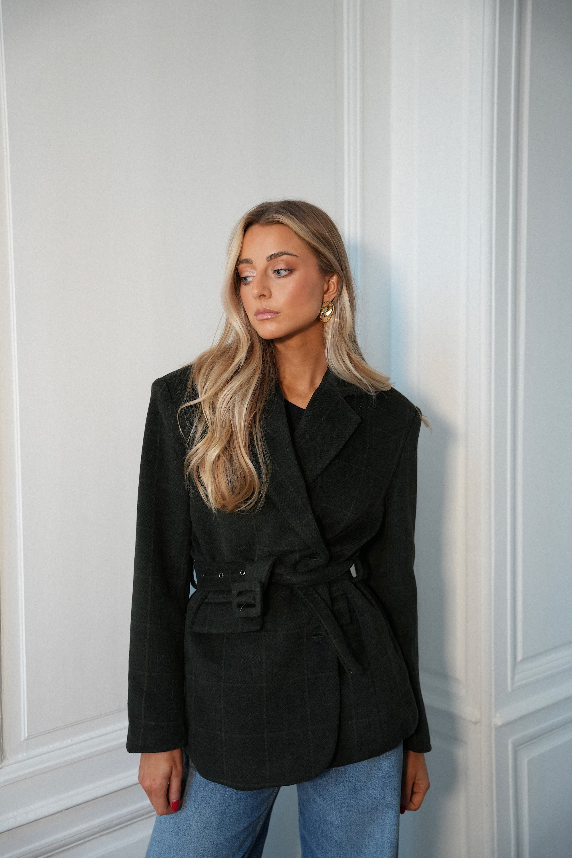 Olivia vert sapin - Veste blazer en laine