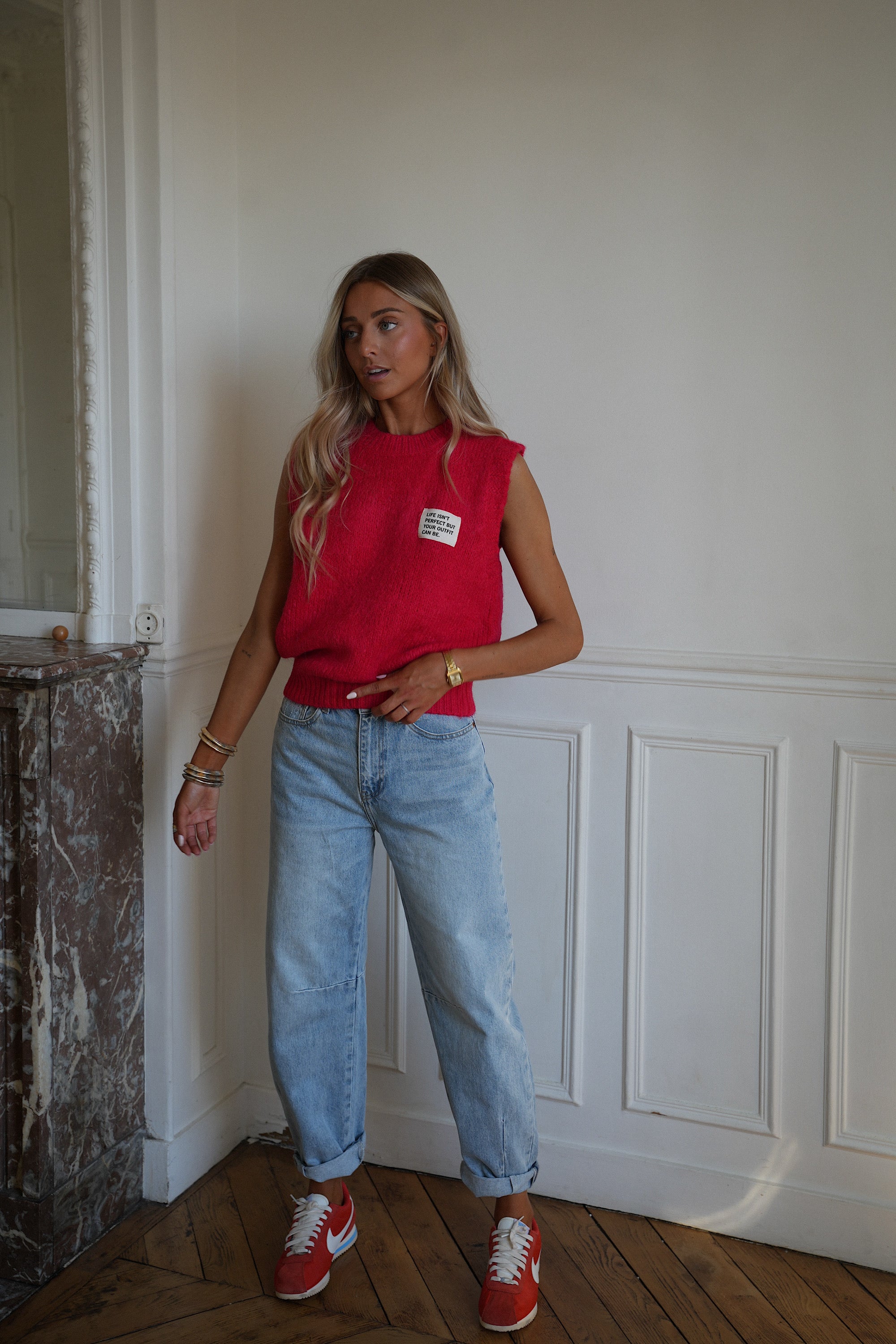 Sanna rouge - Pull sans manches
