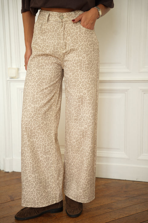 Louisa beige - Jean léopard