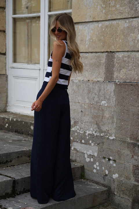 Elia marine - Pantalon droit