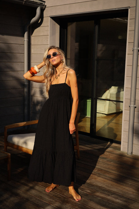 Ana noire - Robe gaze de coton