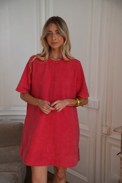 Zaho rouge - Robe en jean