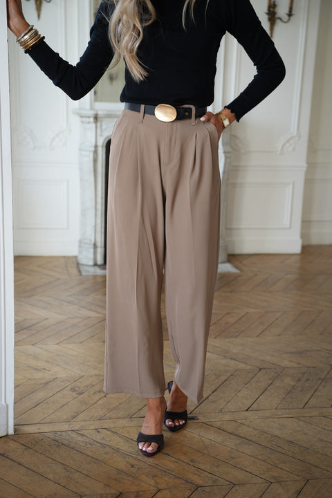 Salomé taupe - Pantalon fluide