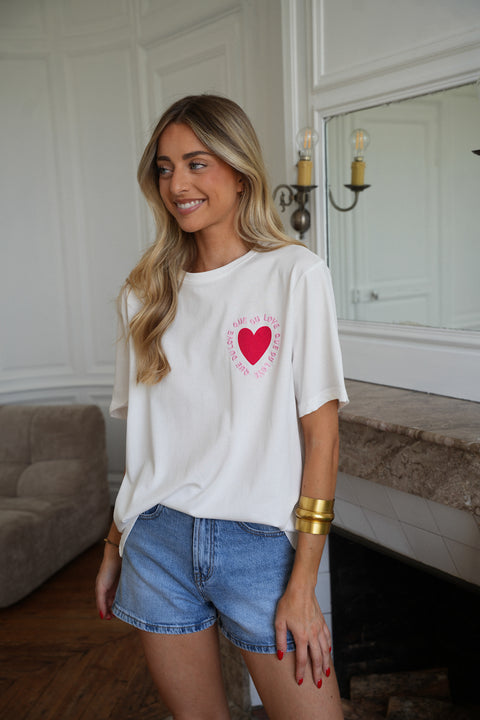 Mendy blanc - T-shirt cœur