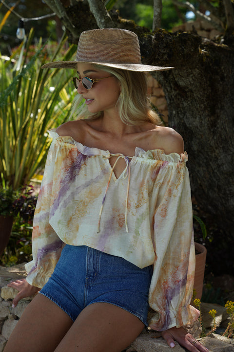 Angella pastel - Blouse col bardot