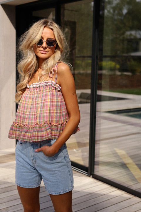 Darcy coloré - Top carreaux