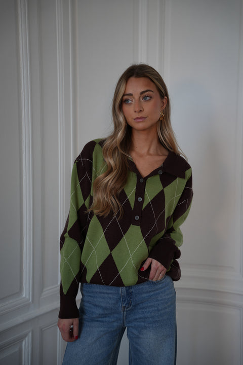 Solan vert - Pull losanges