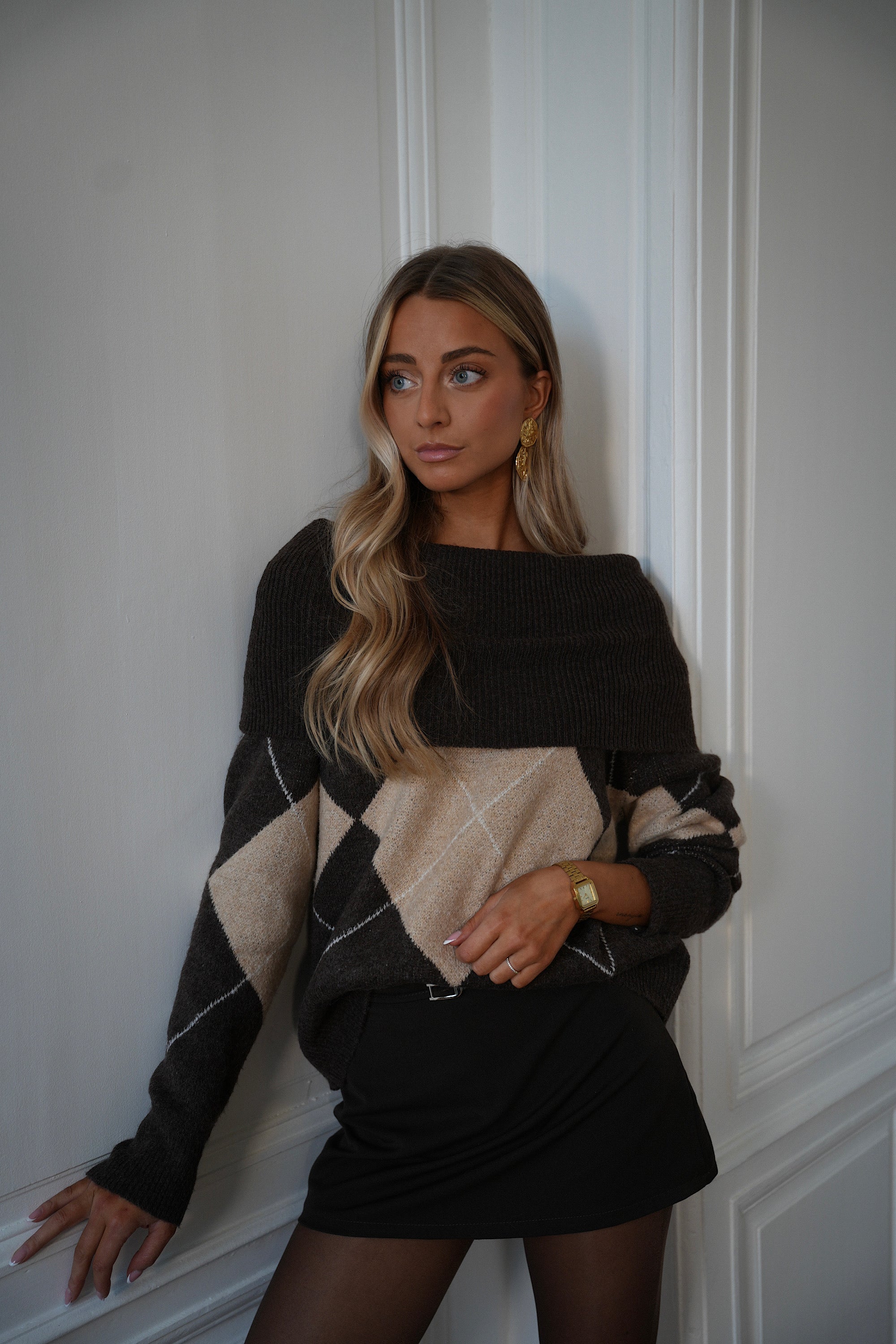 Jade chocolat - Pull losanges