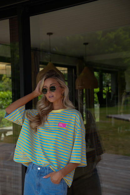 Tony bleu/jaune - T-shirt rayé