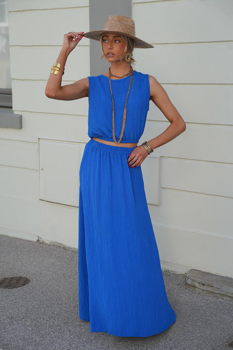Elize bleu roi - Ensemble jupe/top
