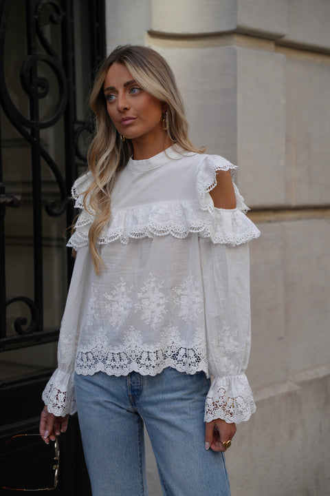 Joanna blanche - Blouse brodée