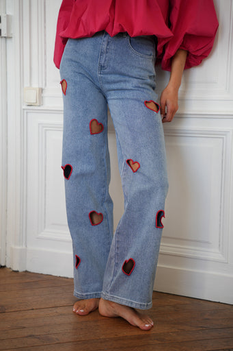 Loona bleu - Jean à cœurs