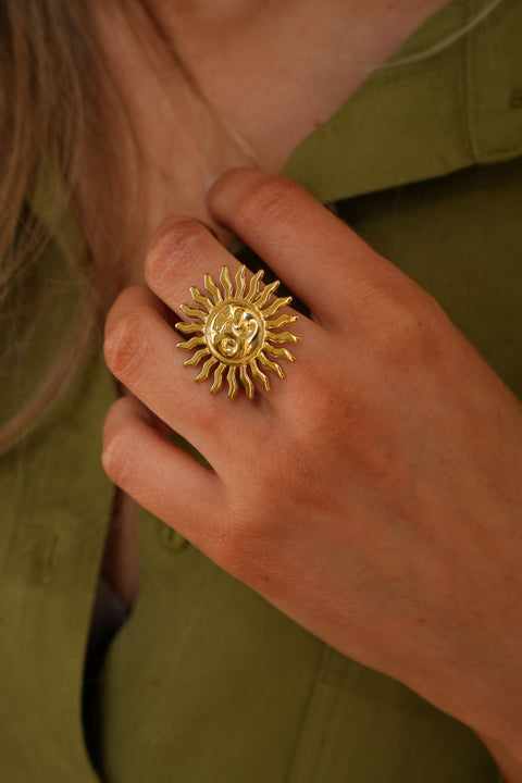 Cam dorée - Bague acier