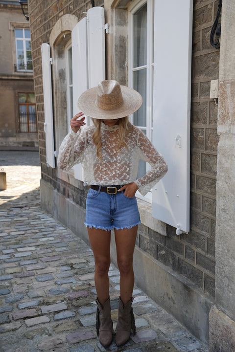Tifany beige - Blouse brodée