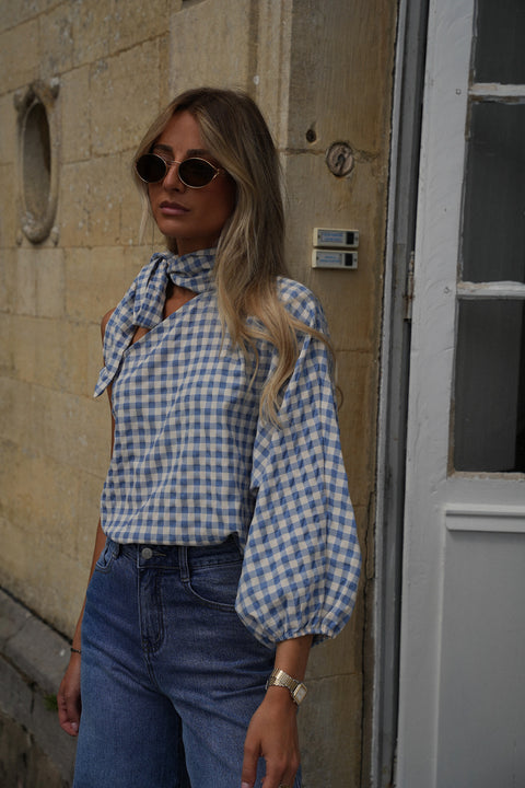 Pearl bleue - Blouse vichy