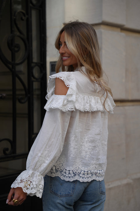 Joanna blanche - Blouse brodée