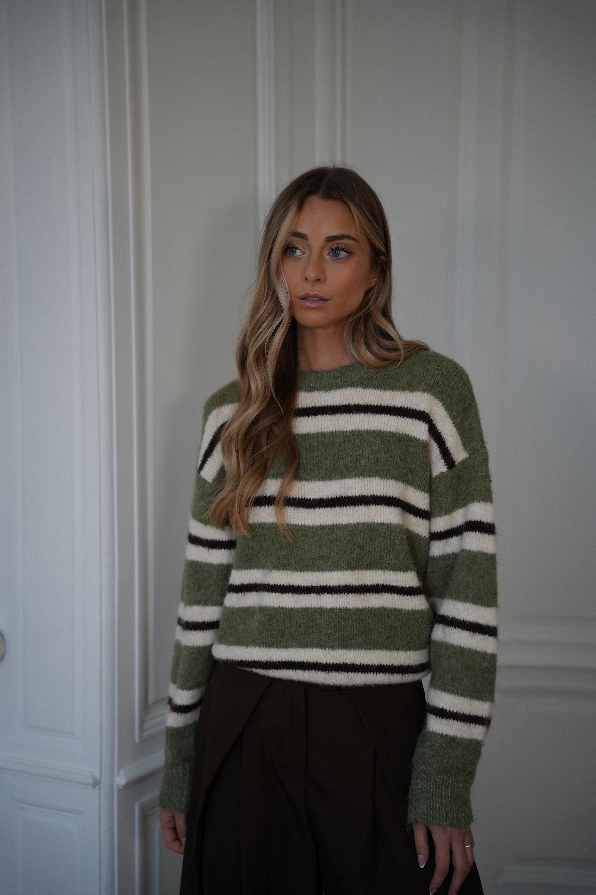 Odile vert - Pull rayé