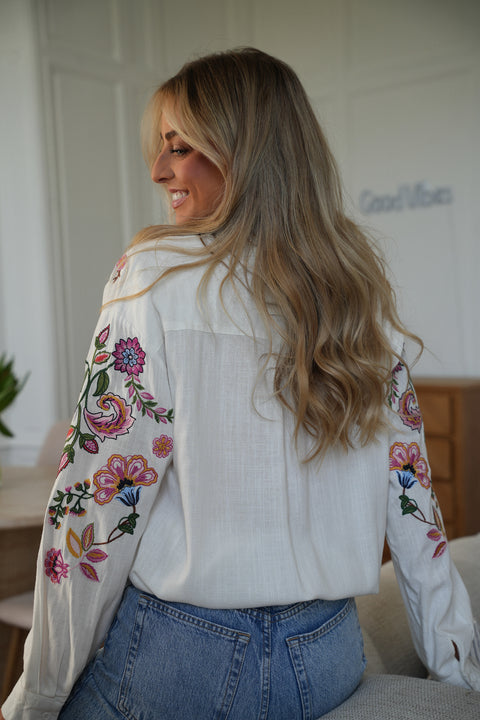 Ela blanche - Chemise brodée