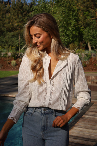 Carolyn blanche - Blouse brodée