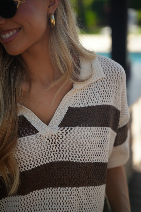 Norma écrue/taupe - Blouse crochet