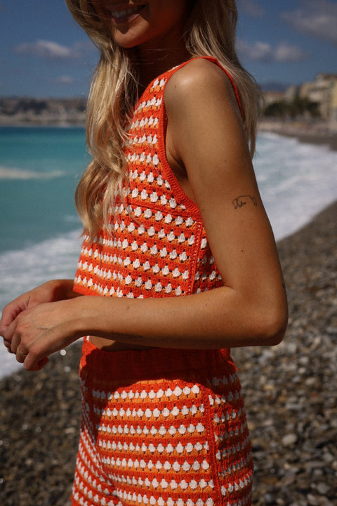 Adeline orange - Ensemble crochet