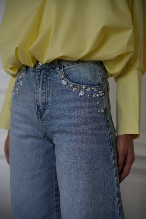 Rosie bleu - Jean brodé