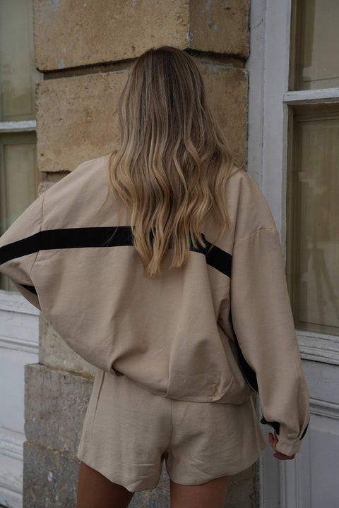 Sael beige - Veste à bandes