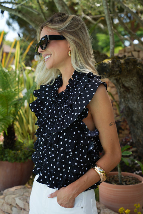 Jade noire - Blouse à pois