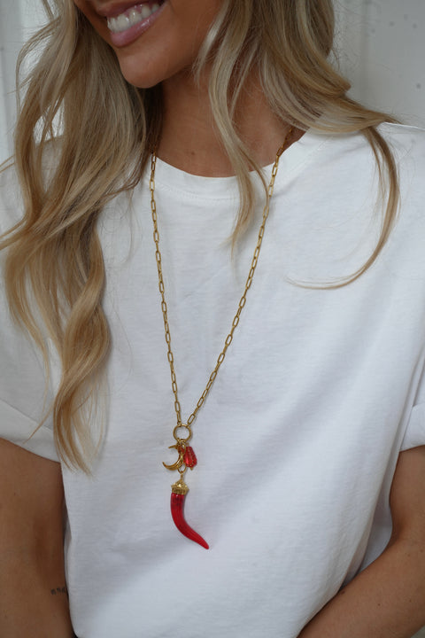 Laurel rouge - Collier acier