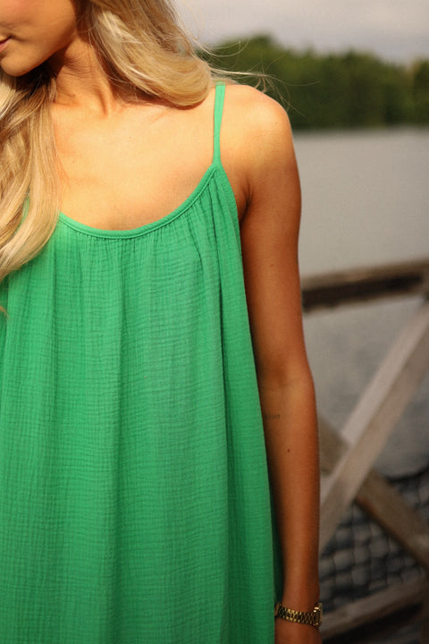 Alissia verte - Robe gaze de coton