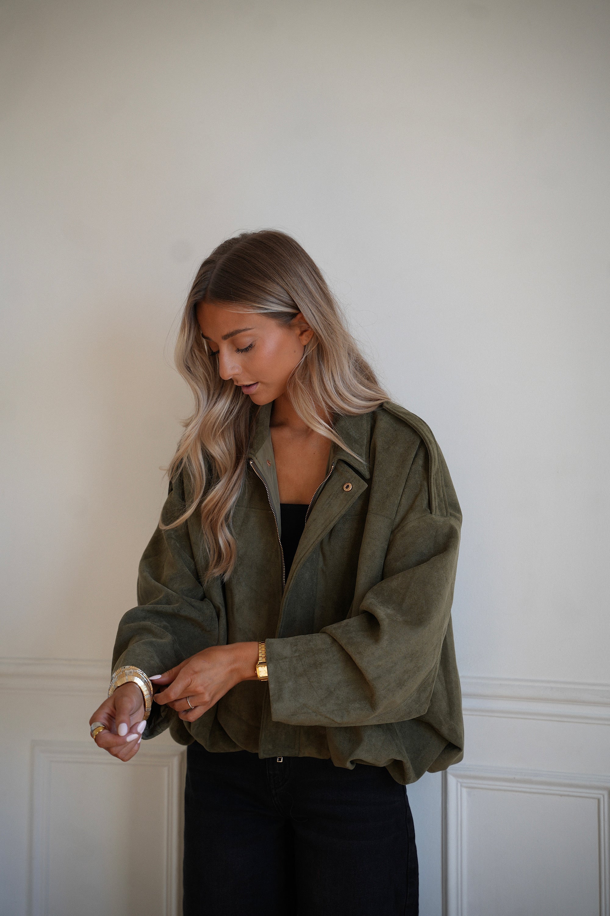 Delfine kaki - Veste suédée
