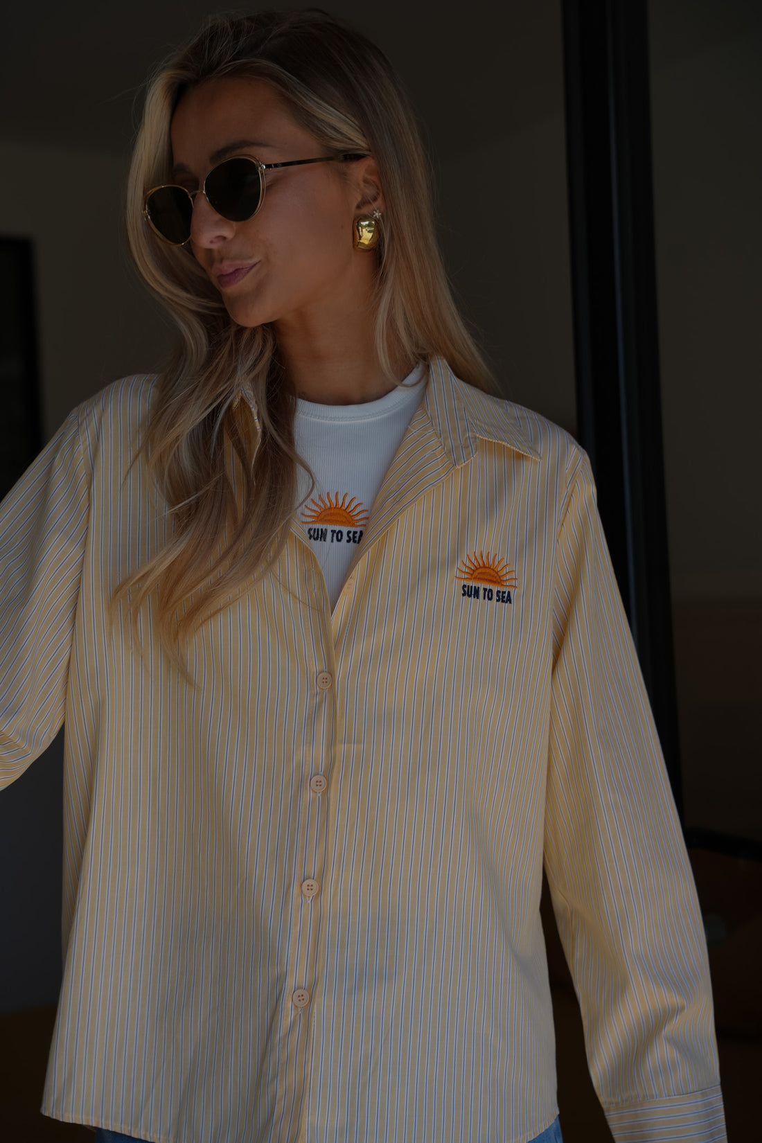Clover jaune - Chemise/top brodés