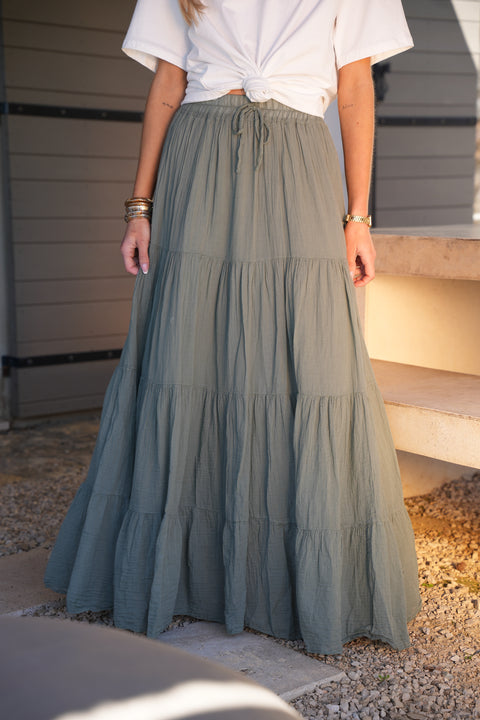 Chloé kaki - Jupe longue